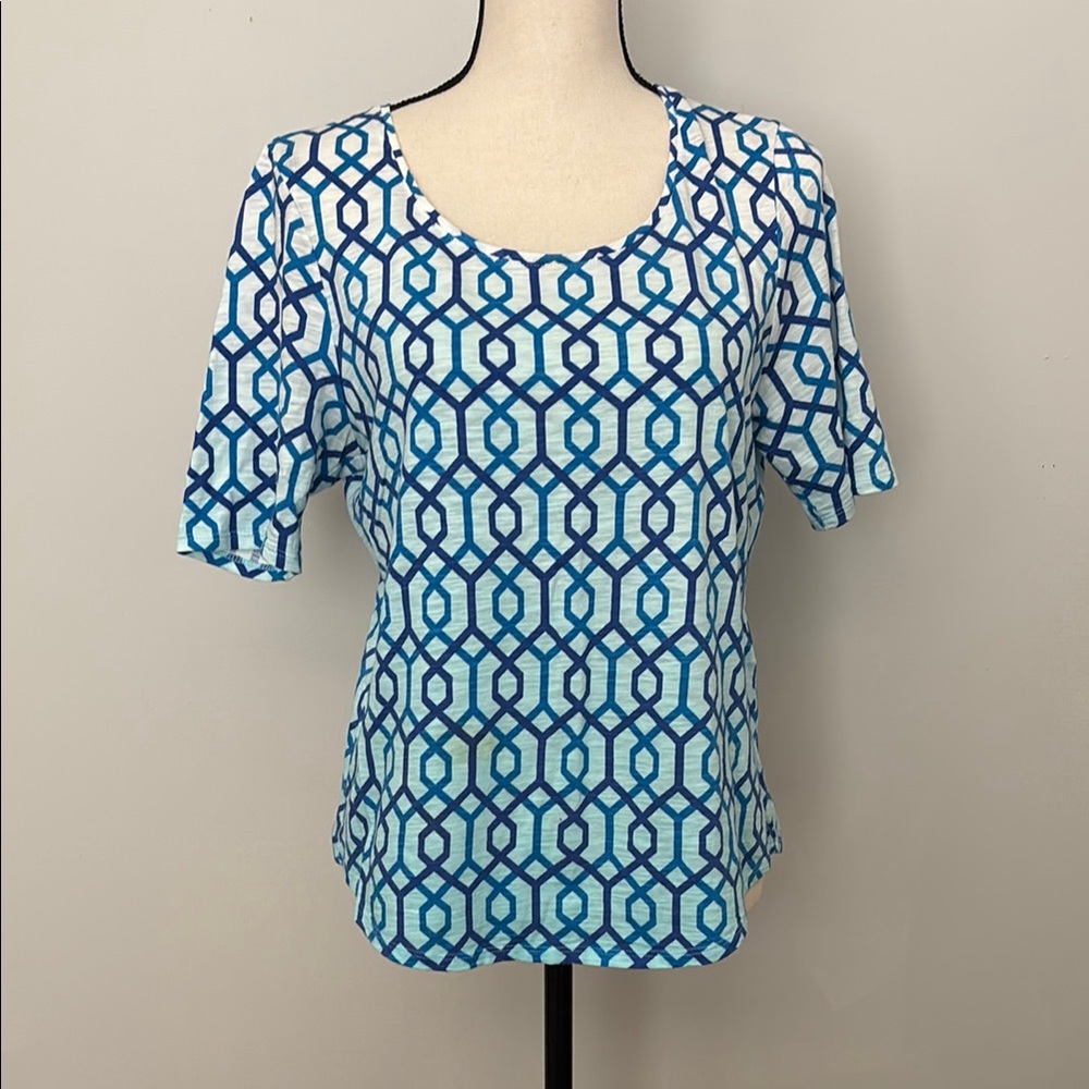 Chico’s Blue Geometric Women's ultimate tee